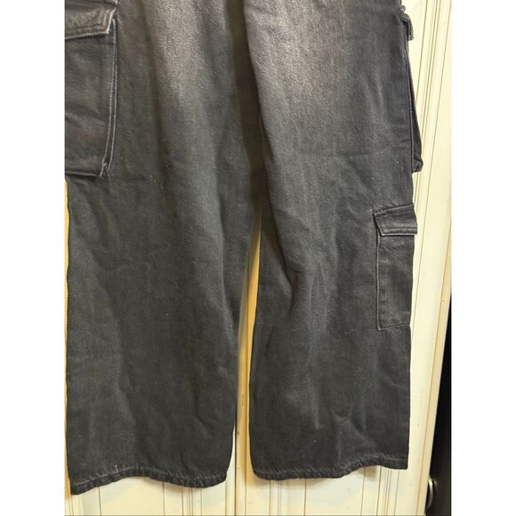 Zara Kids Relaxed Wide Leg Denim Multi Cargo Jeans Wash Black Size 11-12 - Picture 11 of 11